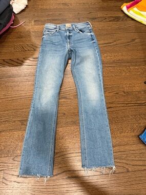 MOTHER Light Wash Straight-Leg Jeans with Raw Hem